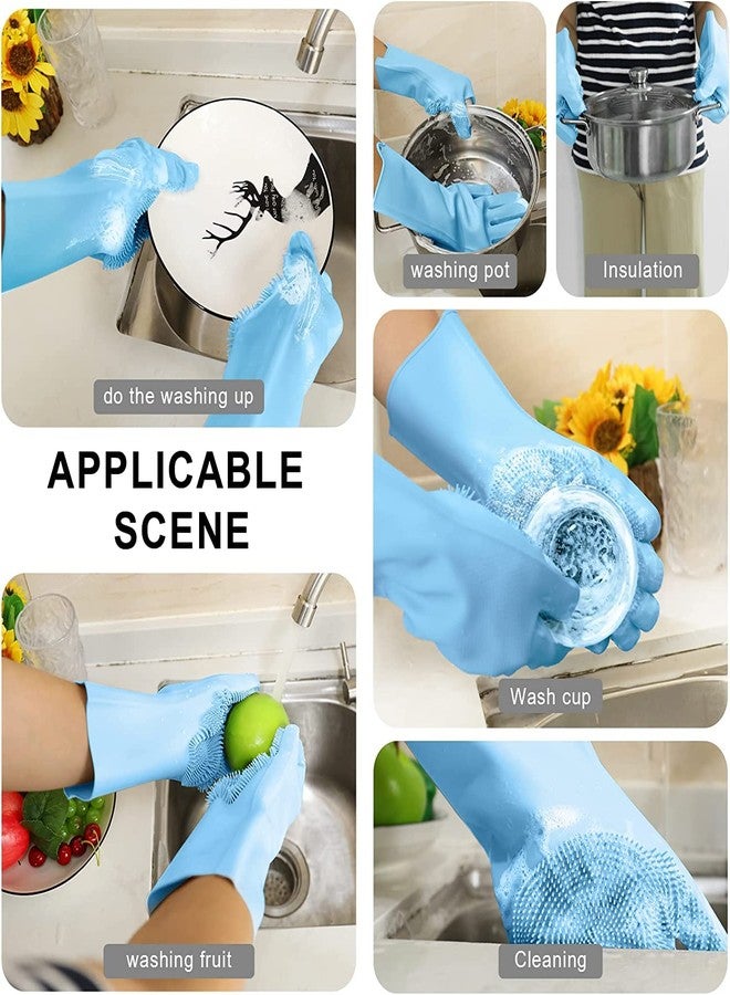 VYAKAT Dishwashing Sponge Gloves for Kitchen,Silicone Gloves Reusable Rubber Cleaning Gloves,Silicone Dishwashing Scrubber Gloves(Multicolor,1 Pair) - Image 4